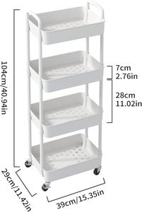 Carrito de Plástico con Ruedas, Plegable y Desmontable, Moderno, de Alta Precisión, para Almacenamiento en el Baño, Móvil, para Sala de Estar, para Guardar Aperitivos - Product Image 2