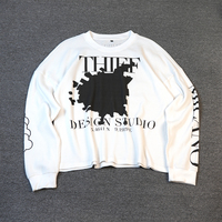 Herentrui's met lange mouwen groothandel zwaargewicht katoenen T-shirt DTG custom t-shirt wafel gebreide lange mouw