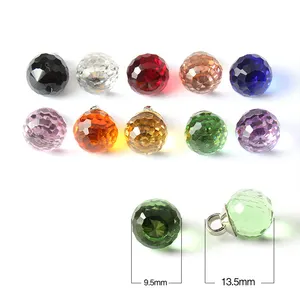 Ball Shape 9.5mm Fashion Fancy Sewing Colorful Metal Glass Crystal Shank Button For Shirt