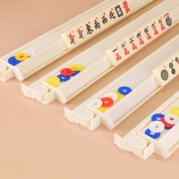 Rak Mahjong Amerika 2-in-1 Warna-warni dengan Penekan, Tempat Penyimpanan Ubin Mahjong dari Plastik PS, Aksesoris Permainan Mahjong
