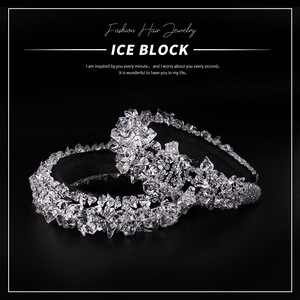 Serre-tête Hua Liyu en forme de glaçon, style baroque en acrylique, coiffe de mariée pour femme - Product Image 5