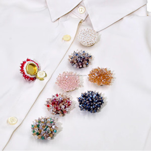 Boutons de chemise en métal doré, couvre-boutons, cristaux <span class=keywords><strong>Swarovski</strong></span>, ensembles de boutons de manchette et de pince à cravate, broche en cristal perlé faite à la main, boutons de manchette - Product Image 2