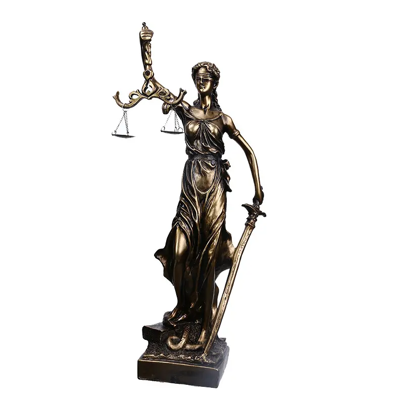Justice Blind Folded Lady Justice Statue In Cold Cast Bronze- Roman Goddess Of Justice Sculpture Carrying The Scales Of Justice And Swor