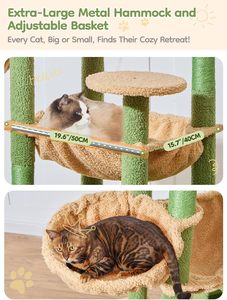 Cactus <b>Cat</b> Tree Multi-Level Indoor <b>Cat</b> Tower with 2 Widened Plush Perches Big Condo <b>Scratching</b> <b>Board</b> - Product Image 5