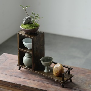 Support de rangement en bambou en forme de falaise pour tasses à thé, petite étagère de présentation antique, accessoires pour la cérémonie du thé chinois - Product Image 4