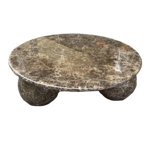 Mesa de Centro Esférica de Mármol Oscuro Emperador, Diseño Creativo Moderno y Redondo de Baja Altura, Muebles DISEN - Product Image 1