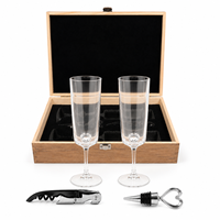 Coffret de verres à champagne vierges pour gravure laser, marque privée, avec tire-bouchon et bouchon en forme de cœur, pour hôtels, événements et détaillants