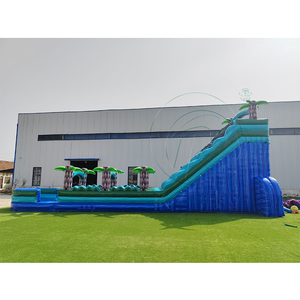 Toboggan aquatique gonflable commercial géant en forme de palmier <span class=keywords><strong>tropical</strong></span> avec piscine, parc aquatique gonflable à double piste pour l'été - Product Image 6