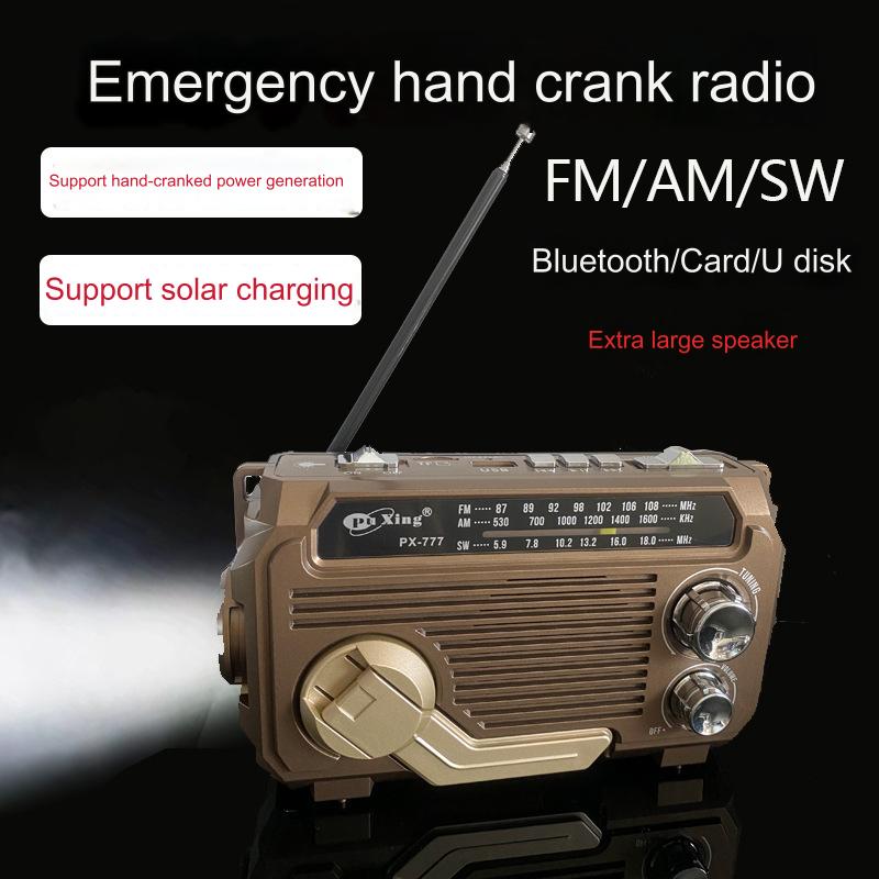 Radio Solaire Portable, Radio à manivelle avec Chargeur Solaire 2000