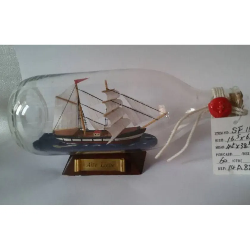Ship in the bottle, nautical bottle ships,(16.5x6.5x6.7cm),Glass floats