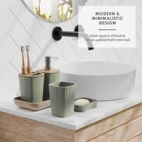 Ensemble d'accessoires de salle de bain modernes 6 pièces pour la maison avec brosse WC, poubelle, distributeur de savon - Plastique durable, facile à nettoyer