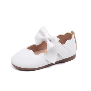 Commercio all'ingrosso in pelle sintetica Sole di gomma piatta in pelle bianca con fiocco morbido e comodo <span class=keywords><strong>da</strong></span> principessa scarpe - Product Image 5