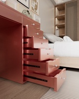Commode moderne Docarelife en or rose avec ampoules, panneau en MDF pour chambre à coucher, salon et hôtel