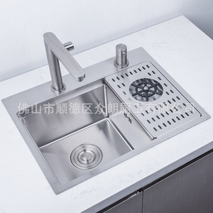 Fregadero de barra de acero inoxidable 5543 para empotrar con escurridor y lavavasos para cocina - Product Image 3
