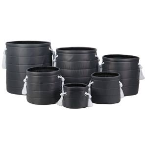 Cestino Rotondo in Tessuto di Poliestere Grigio Antracite 1 Pezzo 22x24cm - Product Image 1