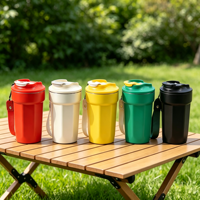 Mug à café isotherme à double paroi de 450 ml avec couvercle rabattable, design personnalisé, bouteille d'eau, tasse de voyage, plusieurs couleurs
