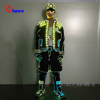 Costume de danse lumineux LED, tenue de performance futuriste, vêtements lumineux pour scène, pour DJ, spectacle, concert, festival, fête