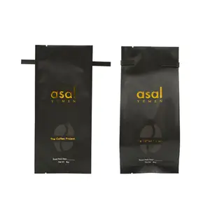 カスタムプリント8オンス16オンス空のマットブラックサイドガセットコーヒーパック包装コーヒーバッグ