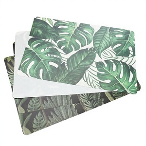 Sets de table rectangulaires en tissu à motif de feuilles tropicales, style bohème, antidérapants - Product Image 2