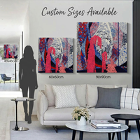 Tableau mural Giclée abstrait color block style luxe discret français, cadre en alliage d'aluminium anodisé, grande taille pour salon et salle à manger
