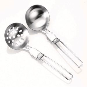 Ensemble d'ustensiles de cuisine portables 6 pièces en acier inoxydable 304 écologique pour camping en extérieur, spatule de cuisson, spatule à frire, ustensiles de table pliables - Product Image 2