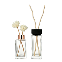 Flacon diffuseur de parfum vide de style nordique de luxe, carré, 100 ml, 200 ml, avec couvercle en bois noir, flacon de parfum d'intérieur personnalisé pour cadeau