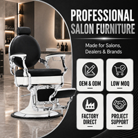 Fauteuil de barbier JOXIN avec base hydraulique et appui-tête rembourré, fauteuil de rasage vintage avec dossier inclinable pour salons de coiffure