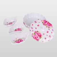 Elegante pioenroosvormige schaalset met deksel, anti-val, voor thuis, theesalon, fruit, noten, dessert, dagelijks opbergen en serveren.