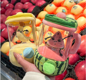 Tanaka Rotating Banana Juicer Plush <b>Toy</b> PP Cotton Filling Stress Relief Mesh Lining Washed Finish Drawstring Pendant Fruit Doll - Product Image 3