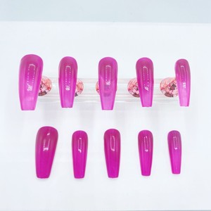 Faux ongles longs en forme de cercueil, multicolores, effet ombré, finition brillante, 10 pièces - Product Image 4