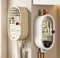 Support mural design populaire pour ustensiles, sans perçage, avec trou de drainage, multi-compartiments, pour baguettes et couverts de cuisine