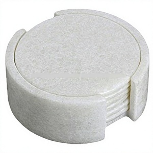 Shiny White Marble Stone Design <b>Table</b> Tea Coaster <b>set</b>/<b>4</b> Natural Stone Coaster Tableware Coaster Home Hotel Restaurant Events Use - Product Image 1