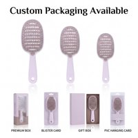 Brosse à cheveux en plastique incurvée à picots creux, démêlante, en nylon doux, pour massage du cuir chevelu, antistatique, pour usage quotidien en salon