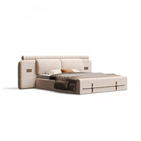 Lit double moderne de luxe haut de gamme Queen Size Mobilier de chambre à coucher Tufté Style doux Minimaliste avec grand tissu Nouveau pour un usage domestique