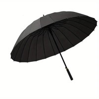 Parapluie droit de qualité supérieure avec poignée en cuir, ouverture automatique robuste 24K, en fibre de verre, coupe-vent, imperméable en pongée 190T, idéal pour les affaires