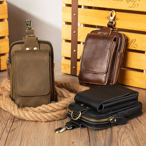 Sacs de ceinture vintage en cuir véritable Andong pour hommes et garçons, sac de travail en plein air, sac de hanche multifonctionnel, petit sac à main pour téléphone portable - Product Image 2