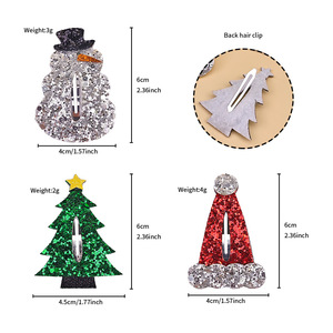 Nuovo Halloween natale accessori per capelli per ragazze pipistrello di zucca cappello magico albero di natale pupazzo di neve cappello BB Glitter festa fermaglio per capelli - Product Image 3