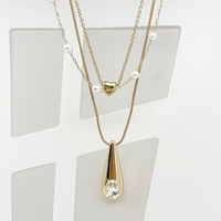 Nouvel Arrivage Transfrontalier : Ensemble Collier Sportif à Trois Couches en Chaîne de Bambou pour Femme, avec Pendentif Plaqué Or et Perles d'Imitation