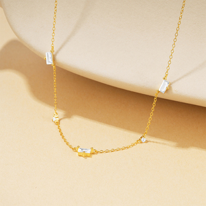 CANNER Minimalist 925 <b>Sterling</b> <b>Silver</b> Personalized square Inlaid Zircon Daily <b>Women</b> Collarbone <b>Necklace</b> - Product Image 5