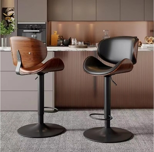 مجموعة كراسي بار دوارة حديثة كبيرة قابلة لتعديل الارتفاع مع مسند للقدمين من الجلد الصناعي - Product Image 4