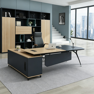 Bureau de direction moderne en bois avec armoire, <span class=keywords><strong>table</strong></span> d'ordinateur pour bureau à domicile - Product Image 4