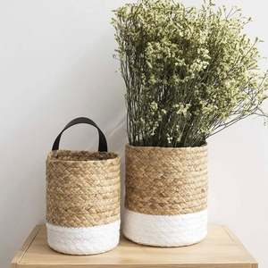 Boîte à pain paniers de rangement Coco avec chaîne Pots tressés pour plantes véritable Pot de plante suspendu panier de fruits marocain fleuriste - Product Image 4