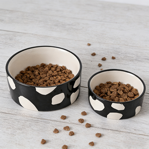 Mangkuk Keramik BESTCERA untuk Anjing & Kucing, Desain Tulang dengan Pola Polka Dot & Garis, Tempat Makan Hewan Peliharaan dari Keramik - Product Image 4