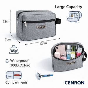 Bolsa de Viaje Portátil, Estuche de Maquillaje Moderno, Organizador de Ducha con Cierre, Asa Suave, Capacidad Media, Color Piedra - Product Image 3