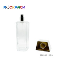 Emballage de bouteilles de parfum en verre à capuchon irrégulier transparent de forme unique de 100ml