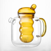 Théière en verre borosilicate coloré écologique et original avec infuseur amovible