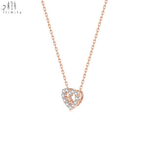 สร้อยคอทองคำแท้ 18K ประดับเพชรแท้ ดีไซน์รูปหัวใจแบบโปร่ง สวยน่ารัก  เป็นที่นิยมมาก เหมาะสำหรับเป็นของขวัญวันเกิด - Product Image 4