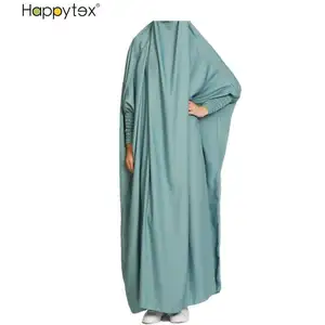 Vestido muçulmano de manga comprida para mulheres, vestido de poliéster turco Dubai Abaya, novidade de cor sólida, roupão para adultos e crianças, novidade de 2024