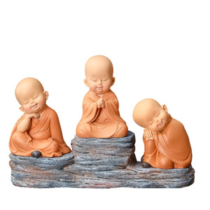Huiwu Little Monk Resin Sculpture Handmade Zen Style Home Decoration Office <b>Desk</b> Ornament - Product Image 5