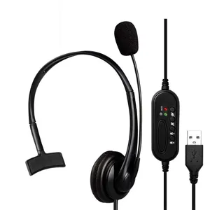 Wired Call Center Office Work Headphone with External Microphone USB Headset
